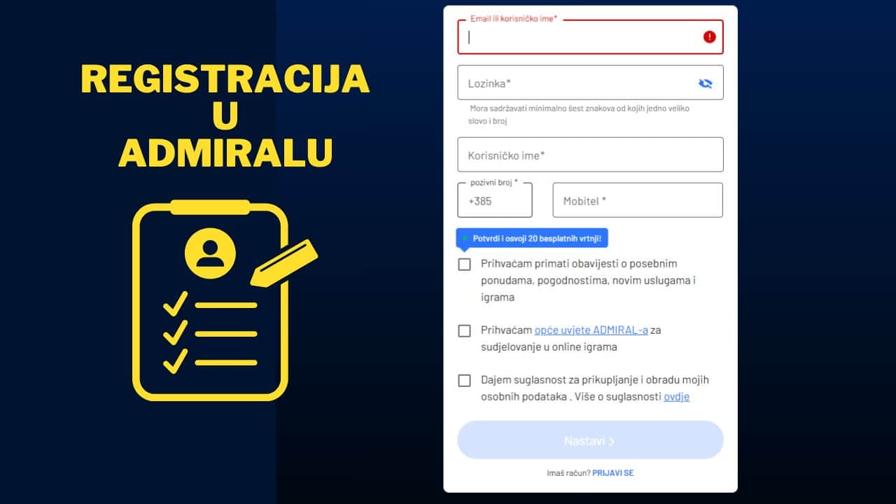 obrazac registracije u admiral casinu
