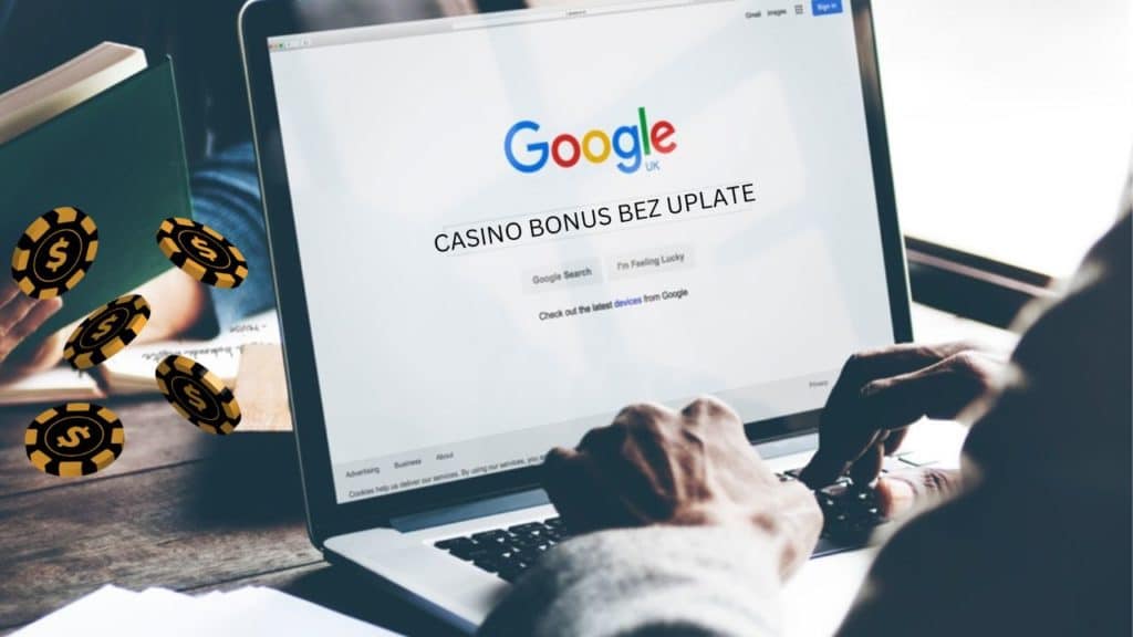osoba traži casino bonus online putem Google tražilice