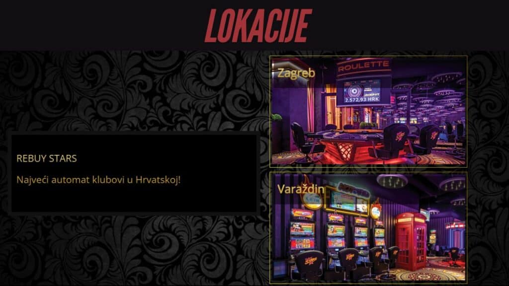 Lokacije Rebuy Stars automat klubova