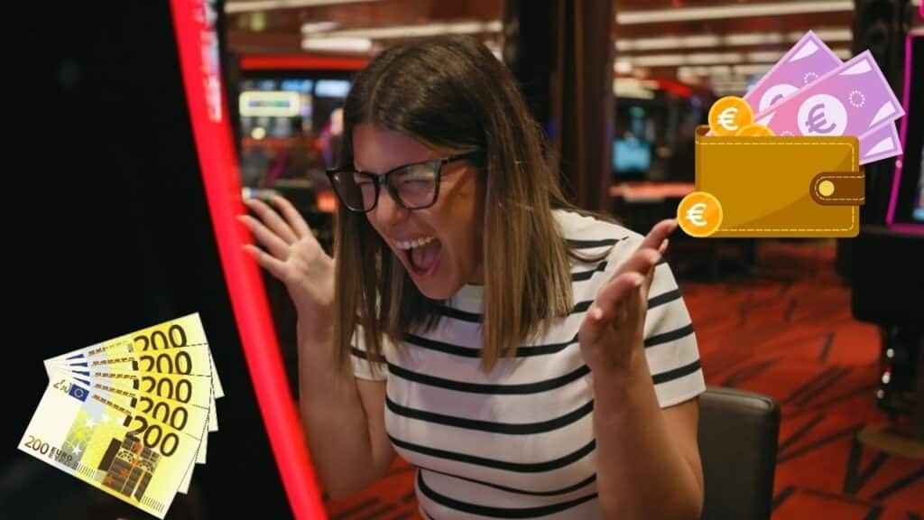 žena koja je dobila na casino aparatu