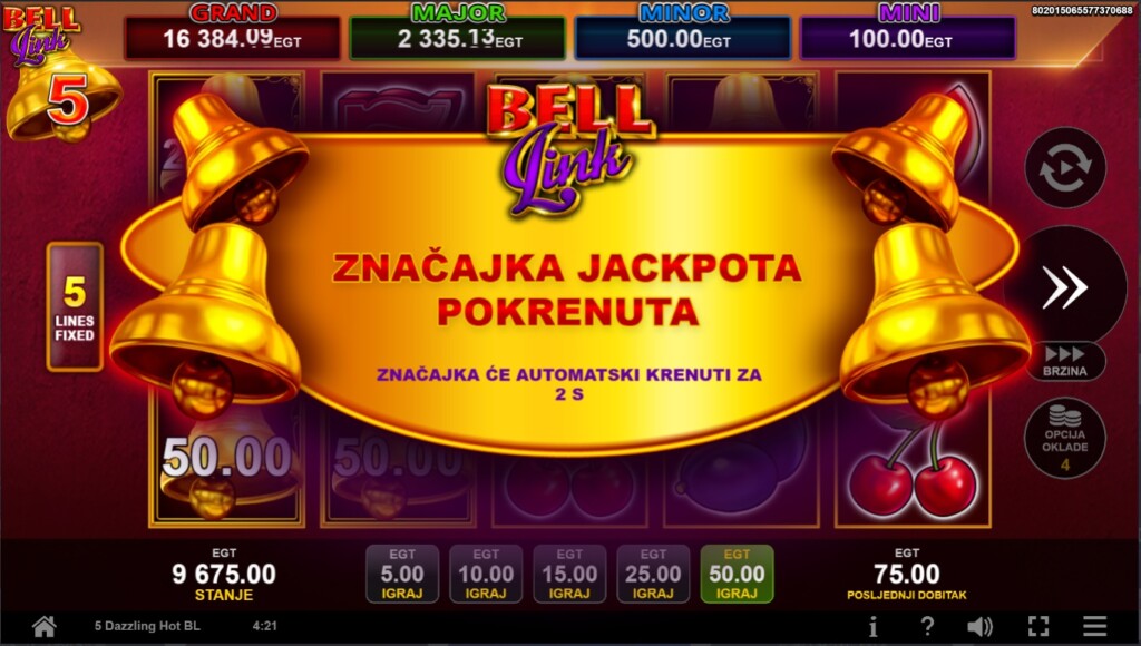 Bell Link jackpot značajka