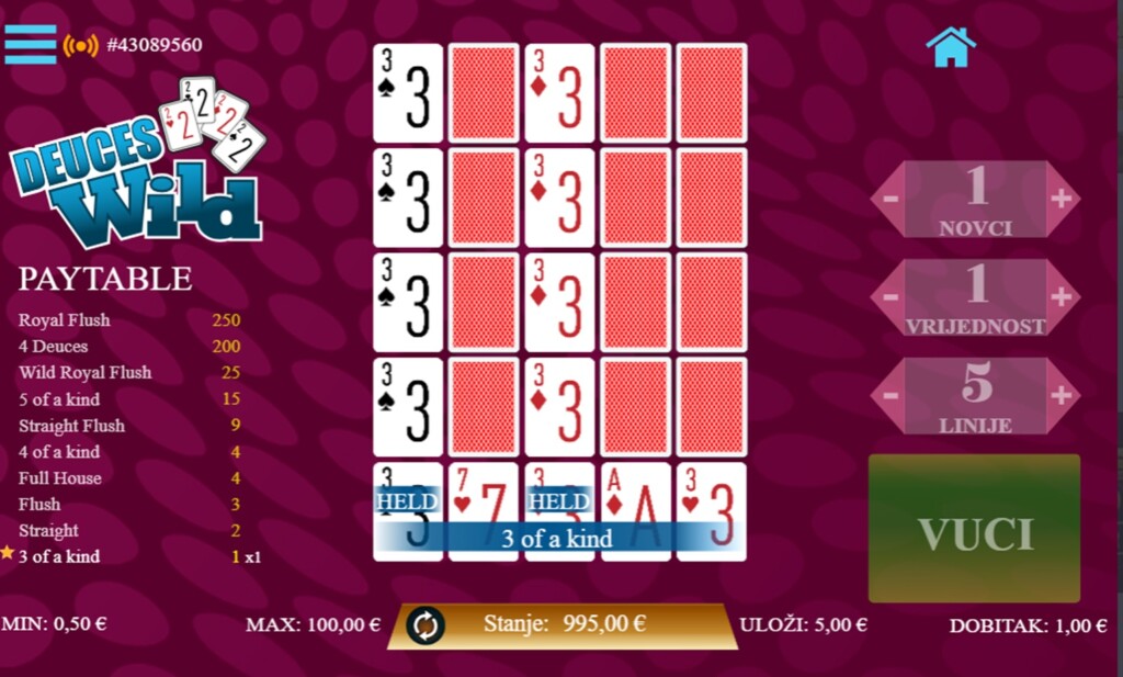 Deuces Wild Multi Hand