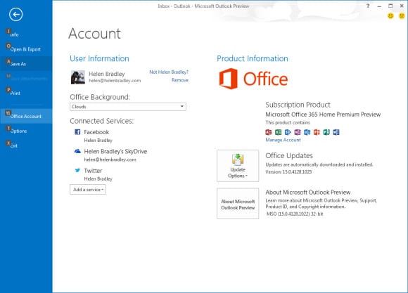 Office 2013 i kartica Account