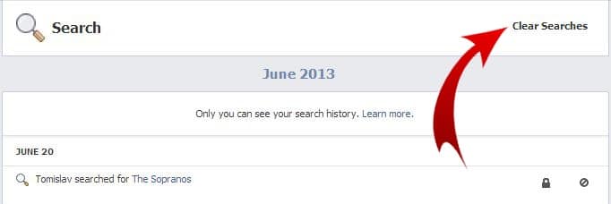 Facebook - Clear Searches