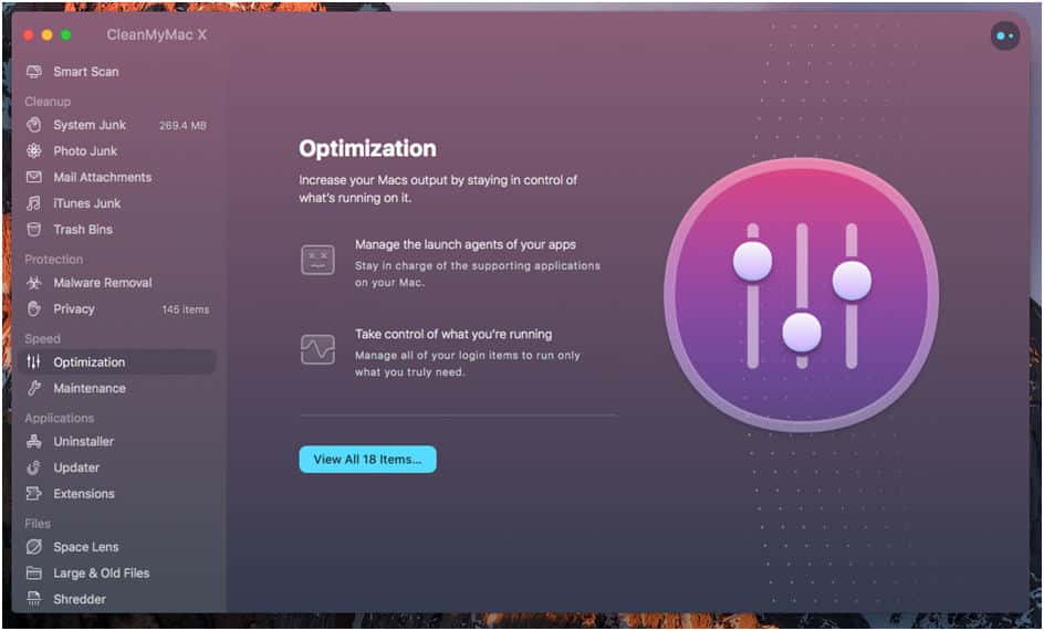 CleanMyMac X Optimizacija