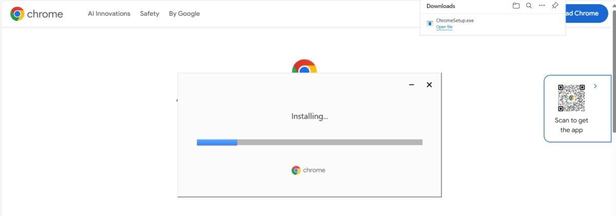 proces instalacije google chrome preglednika