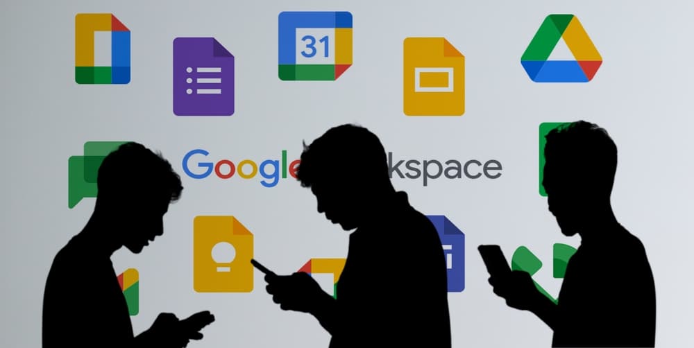 siluete osoba ispred natpisa google workspace