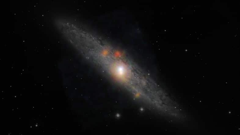 NASA composite image from NuSTAR and the European Southern Observatory in Chile shows the Sculptor galaxy