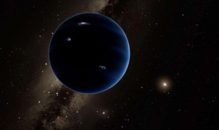Umjetnički prikaz „Devetog planeta“, sa Suncem u pozadini. Pretpostavlja se kako je riječ o plinovitom planetu, sličnom Uranu i Neptunu. Izvor: Caltech/R. Hurt (IPAC)