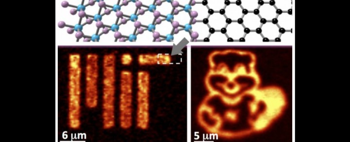 Kako bi pokazali fotoluminiscentna svojstva molibden disulfida nanesenog na grafen, znanstvenici su stvorili nanometarski logo MIT-a i minijaturni crtež MIT maskote Dabra Tima. (FOTO: MIT)