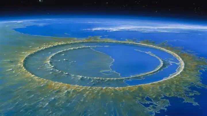 Umjetnički prikaz kratera Chicxulub neposredno nakon udara asteroida (FOTO: Detlev Van Ravenswaay / Science Source)