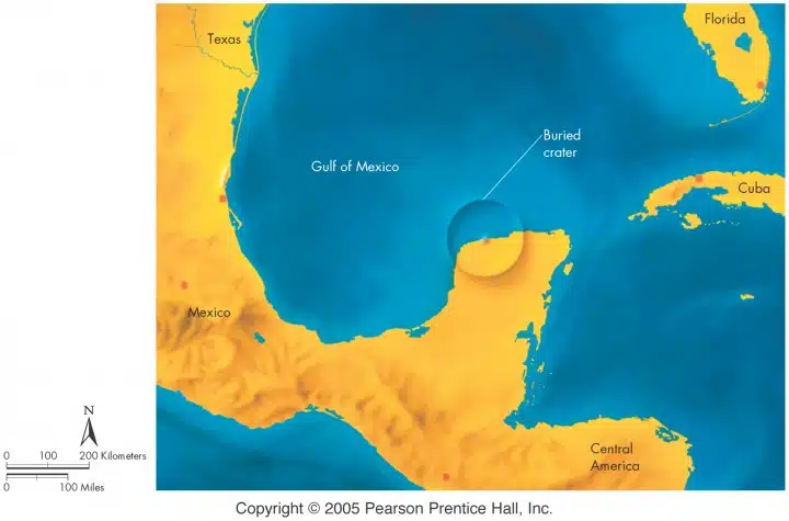 Karta kratera Chicxulub (FOTO: Pearson Prentice Hall Inc. / GeoScienze)
