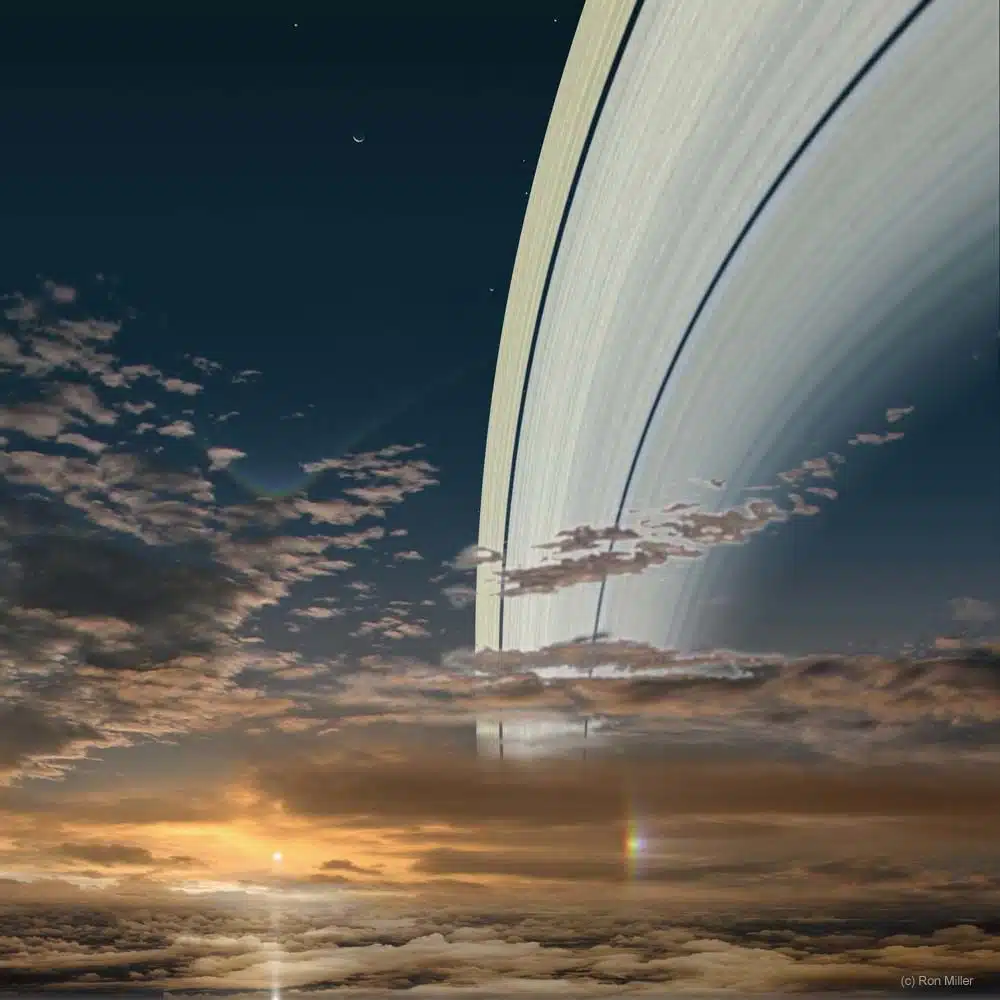 Obzirom na prstenove koji ga okružuju, najupečatljiviji pogled na Sunce vjerojatno bi bio sa Saturna. Oni su, inače, udaljeni 890 milijuna kilometara jedan od drugoga (Credit: Ron Miller)