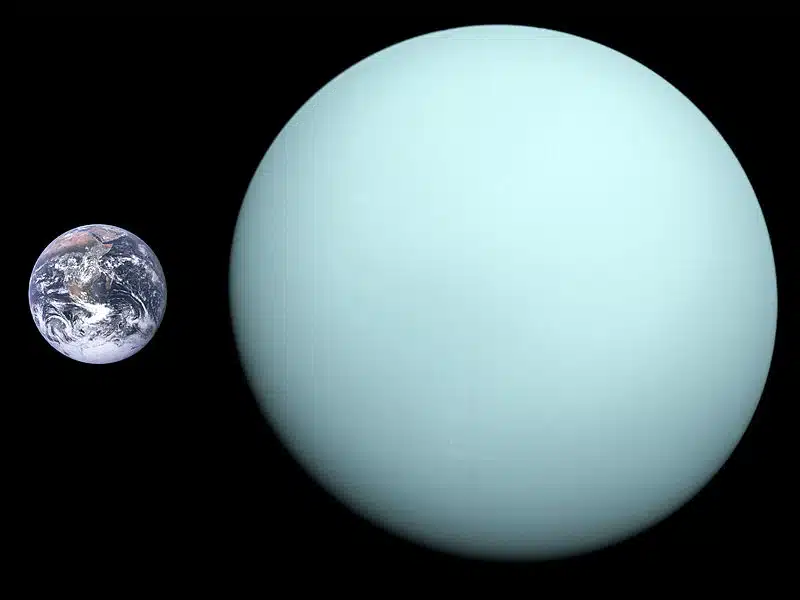 Usporedba veličine Zemlje i Urana (Credit: Wikipedia)